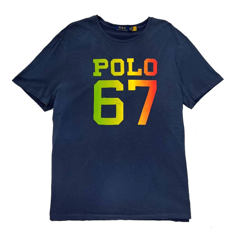 Ralph Lauren Polo New Classic Fit T Shirt Polo 67 Graphic Blue Mens XL X-Large